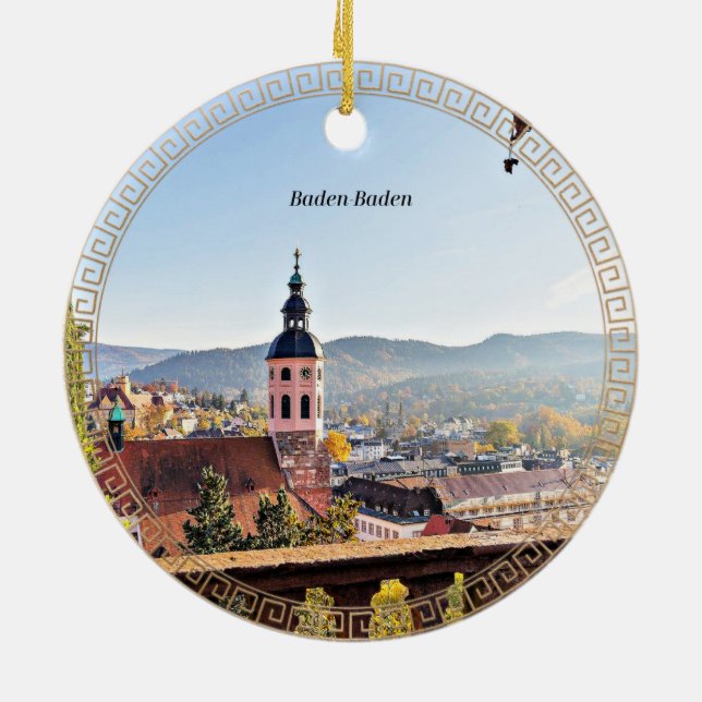 Baden-Baden, Germany, Ceramic Tree Decoration (Back)