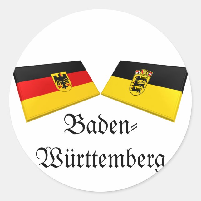 Baden-Wuerttemberg, Germany Flag Tiles Classic Round Sticker (Front)