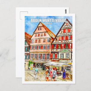 Baden Wurttemberg Germany Travel Place Watercolor Postcard