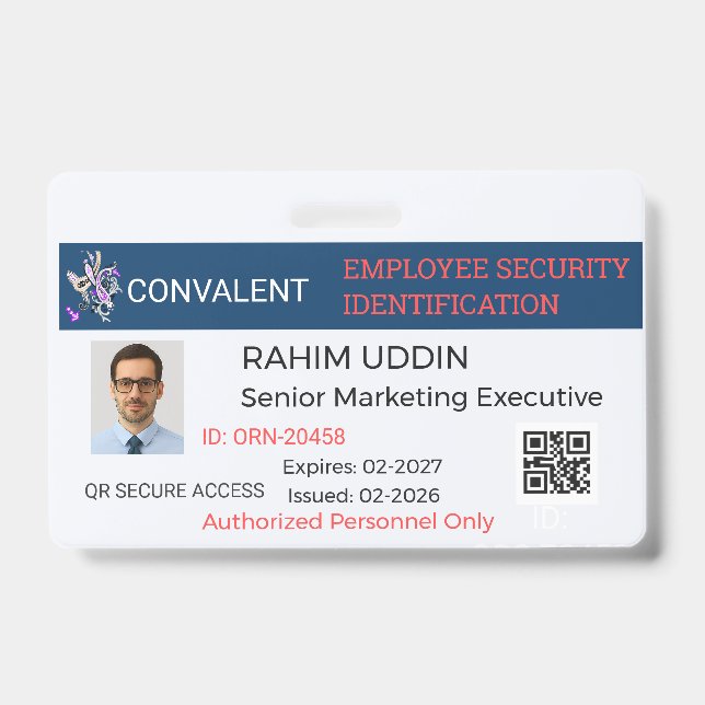 Badge Entreprise|Pro|Sécurité|Corporate|Custom ID Badge (Front)