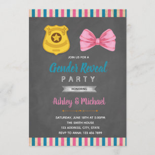 Badge or bow gender reveal party invitation