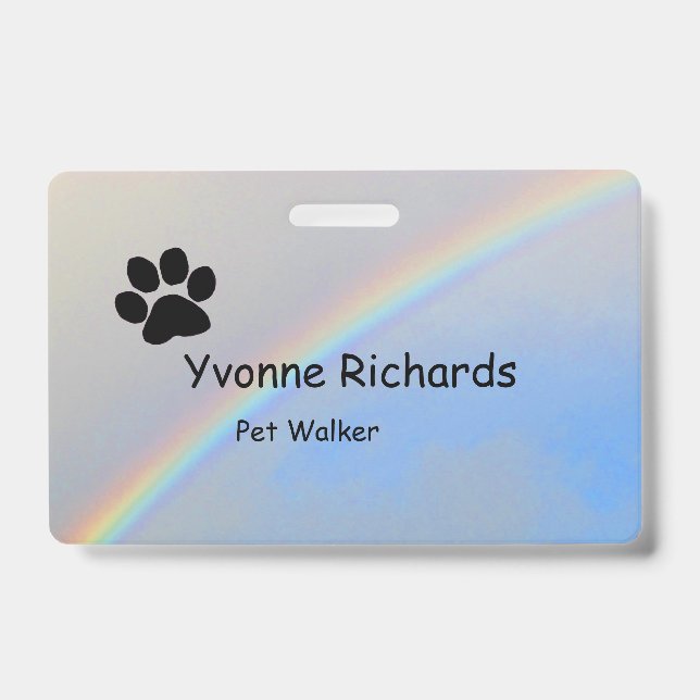 Badge - Rainbow and Paw Print ID Badge (Front)
