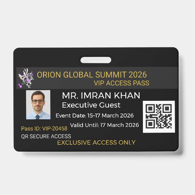 badge sécurité business badge corporate badge VIP! ID Badge (Front)