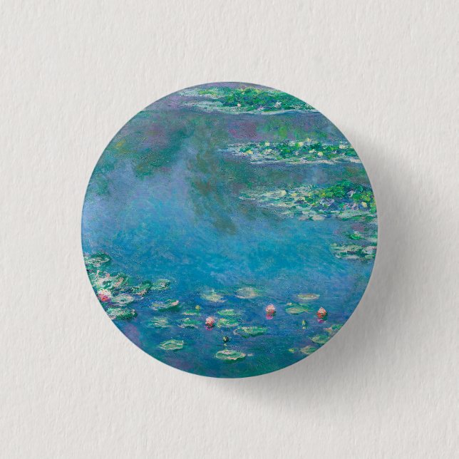 BADGE: "WATERLILIES" BY MONET 3 CM ROUND BADGE (Front)