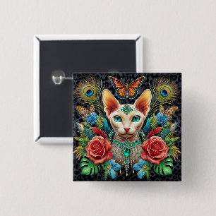 Badge White Sphynx Cat Art