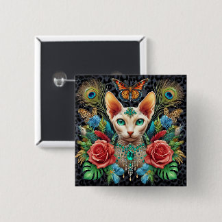 Badge White Sphynx Cat Art