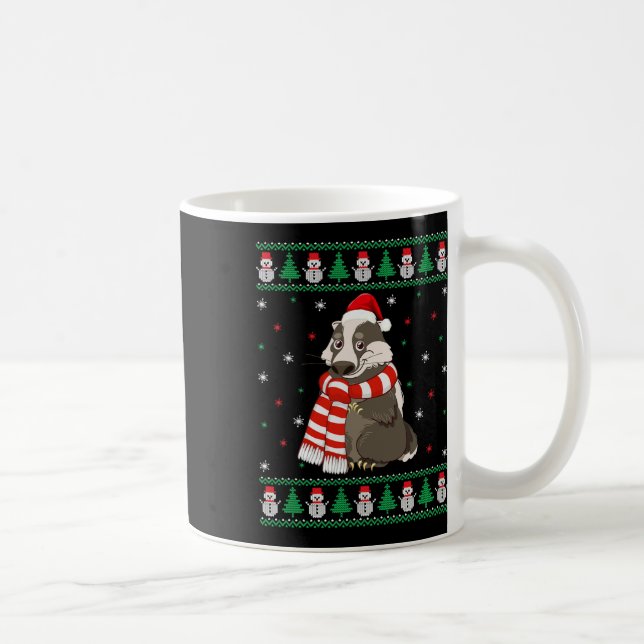 Badger Animal Matching Family Ugly Christmas Sweat Coffee Mug (Right)