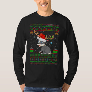 Badger Animal Santa Hat Matching Ugly Badger Chri T-Shirt