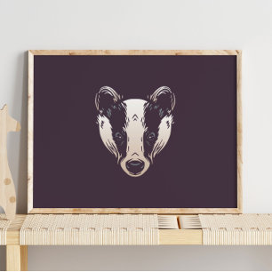 Badger   Badger Forest Animal Wall Print 