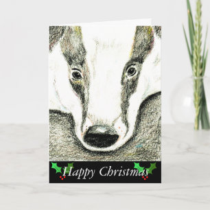 Badger Christmas card (JZH10)