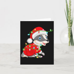 Badger Christmas Lights Santa Costume Cute Animal Card