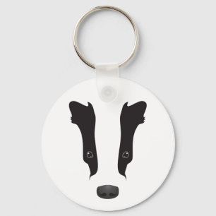 Badger Face Silhouette Key Ring