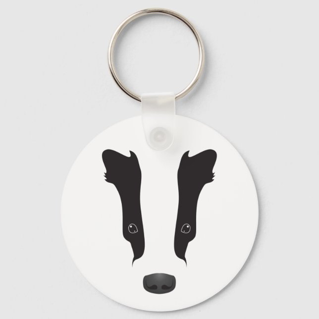 Badger Face Silhouette Key Ring (Front)