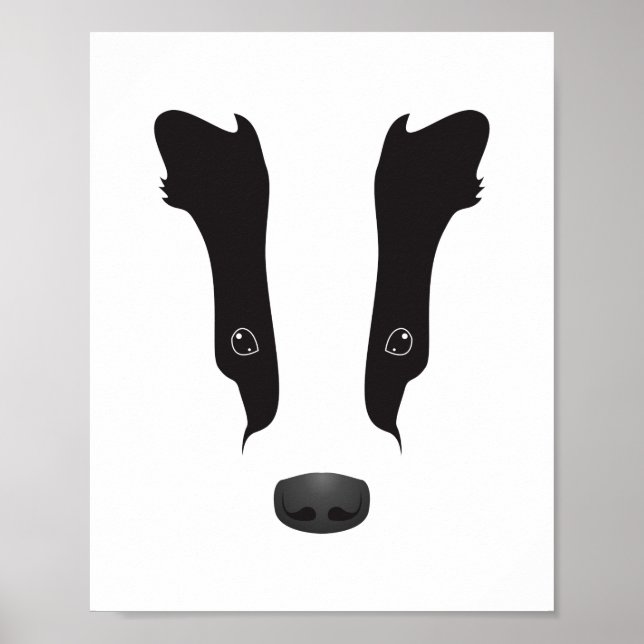 Badger Face Silhouette Poster (Front)