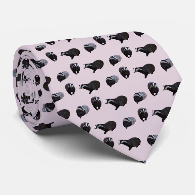 Badger Frenzy Tie (Dusty Pink) (Rolled)