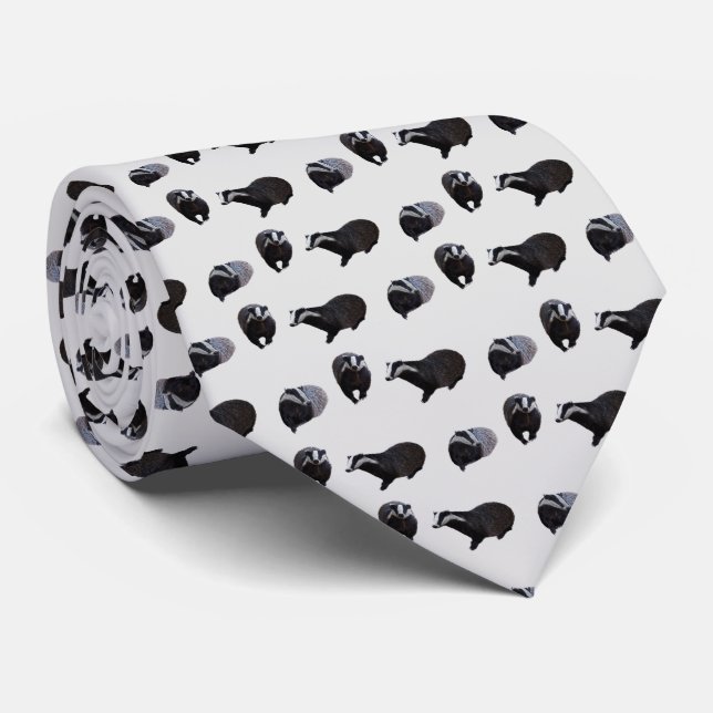 Badger Frenzy Tie (Light Grey) (Rolled)