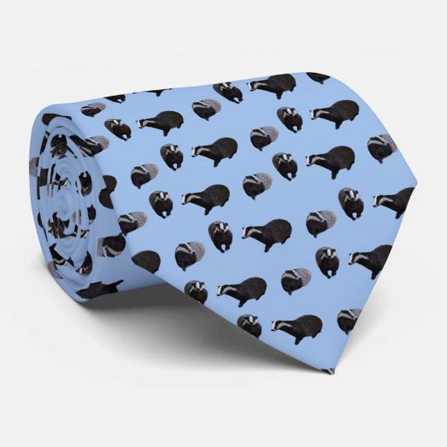 Badger Frenzy Tie (Pale Blue) (Rolled)