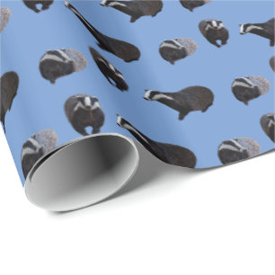 Badger Frenzy Wrapping Paper (Blue)