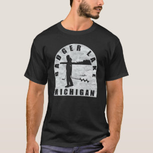 Badger Lake Ice Fishing Michigan T-Shirt