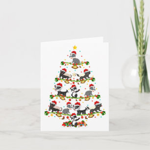 Badger Lights Xmas Santa Badger Christmas Tree Card