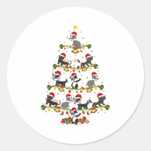 Badger Lights Xmas Santa Badger Christmas Tree  Classic Round Sticker