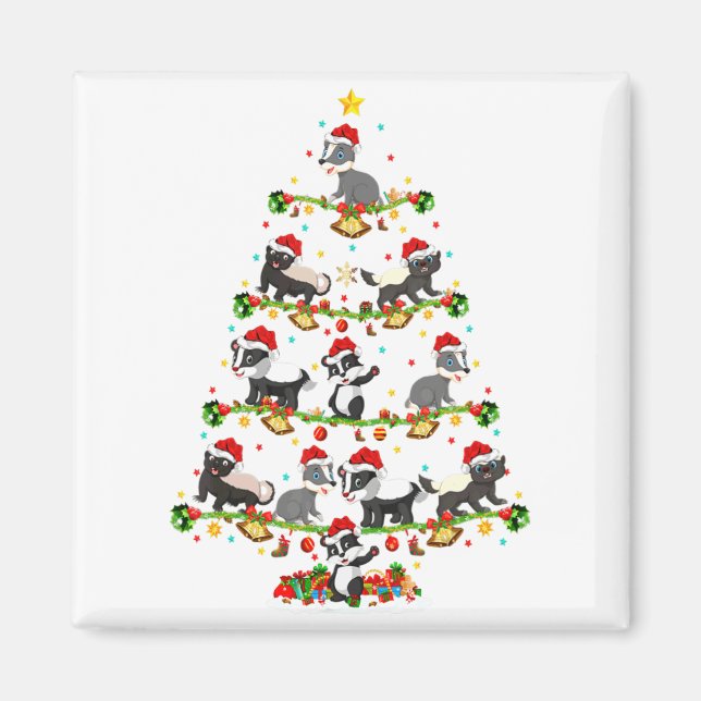 Badger Lights Xmas Santa Badger Christmas Tree  Magnet (Front)