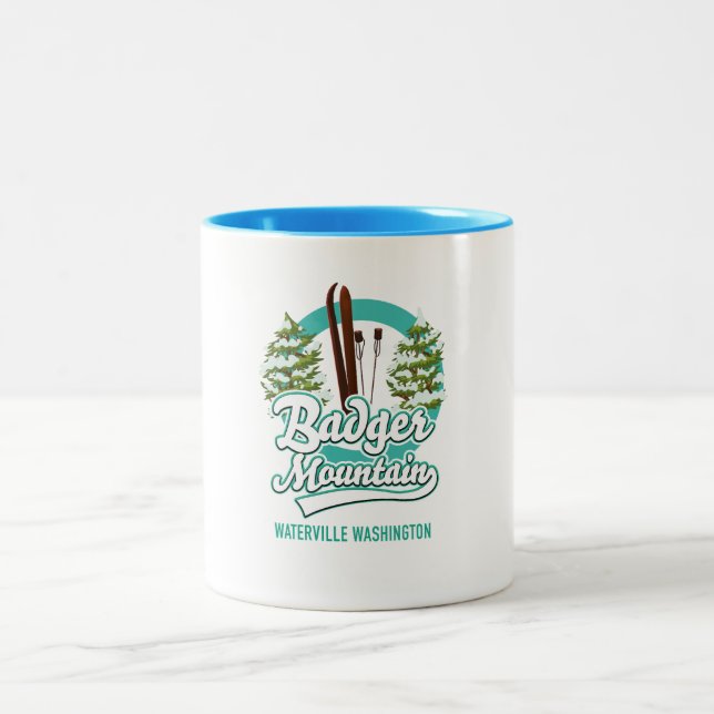 Badger Mountain Waterville Washington Ski logo Two-Tone Coffee Mug (Center)
