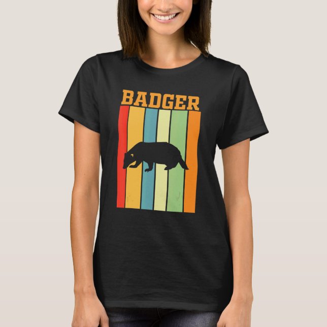 Badger Shadow Silhouette In Retro Colours T-Shirt (Front)