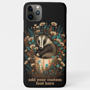 Badger Sitting Cup Wildflower Cottagecore Custom Case-Mate iPhone Case