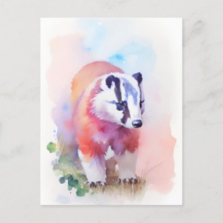 Badger Watercolor Portrait 1 Postcard