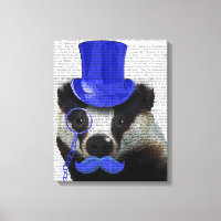 Badger with Blue Top Hat and Moustache