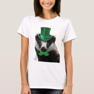 Badger with Green Top Hat and Moustache