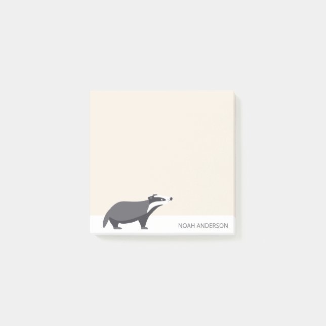 Badger woodland animal kids stationery paper  post-it notes (Front)