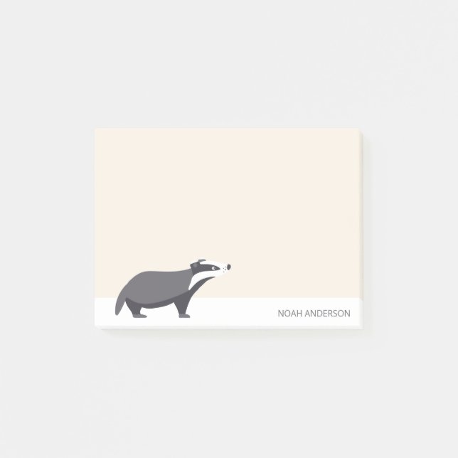 Badger woodland animal kids stationery paper  post-it notes (Front)