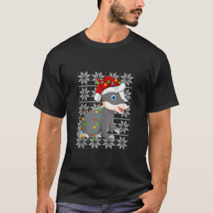 Badger Xmas Lights Santa Ugly Sweater Style Badger