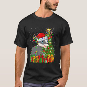 Badger Xmas Tree Lighting Santa Hat Badger Christm T-Shirt