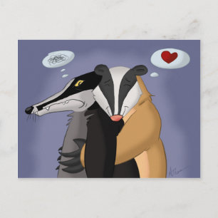 Badgers in Love Postcard