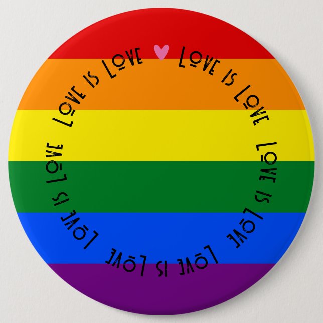 Badges - LGBT Love is Love Pride Flag Button (Front)