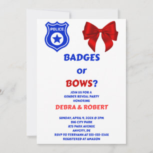 Badges or Bows Gender Reveal Invitation