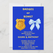 Badges or Bows Gender Reveal Invitation