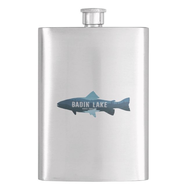 Badin Lake North Carolina Fish Hip Flask (Front)