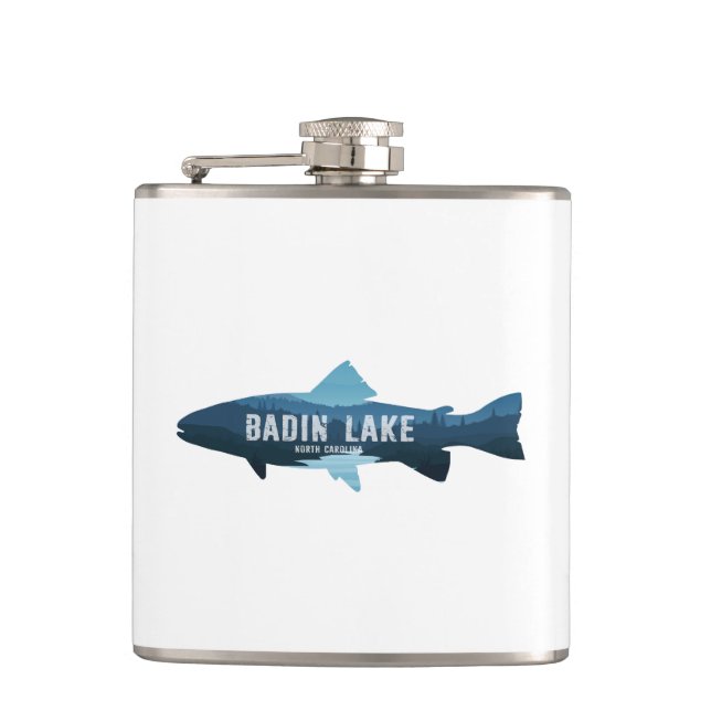 Badin Lake North Carolina Fish Hip Flask (Front)
