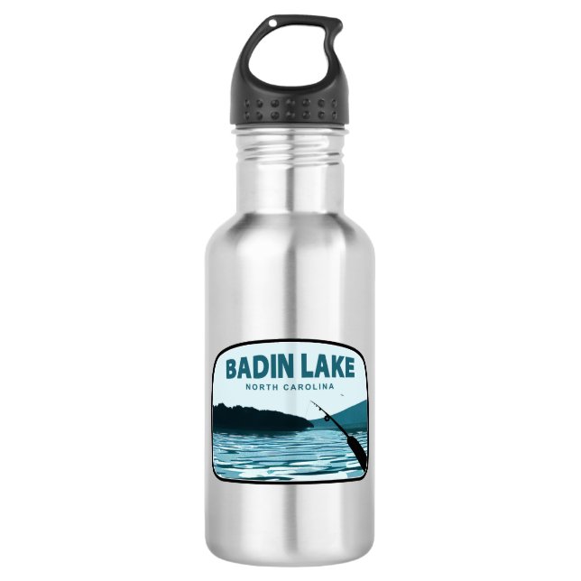 Badin Lake North Carolina Fishing Rod 532 Ml Water Bottle (Front)
