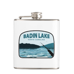 Badin Lake North Carolina Fishing Rod Hip Flask