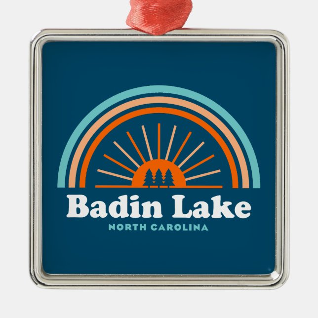 Badin Lake North Carolina Rainbow Metal Tree Decoration (Front)