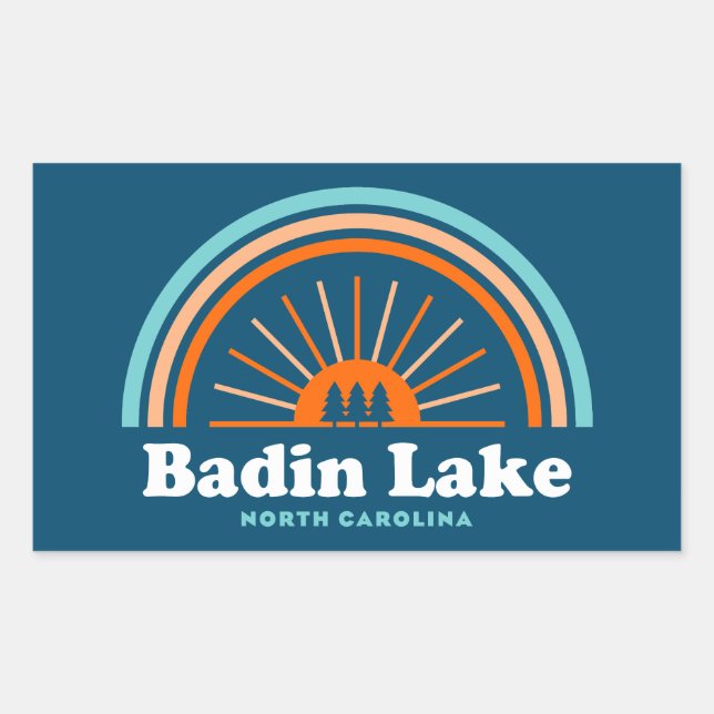 Badin Lake North Carolina Rainbow Rectangular Sticker (Front)
