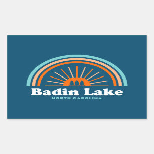 Badin Lake North Carolina Rainbow Rectangular Sticker