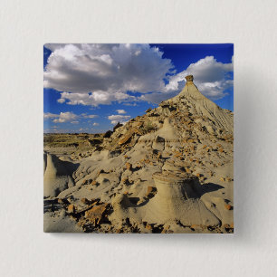 Badlands at Dinosaur Provincial Park in Alberta, 3 15 Cm Square Badge