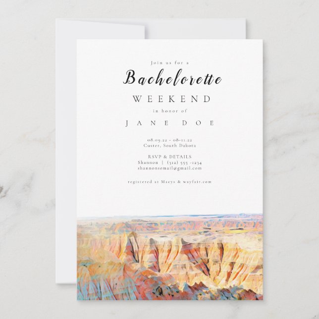 Badlands Bachelorette Party Invitation (Front)