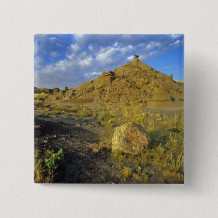 Badlands formations at Dinosaur Provincial Park 15 Cm Square Badge